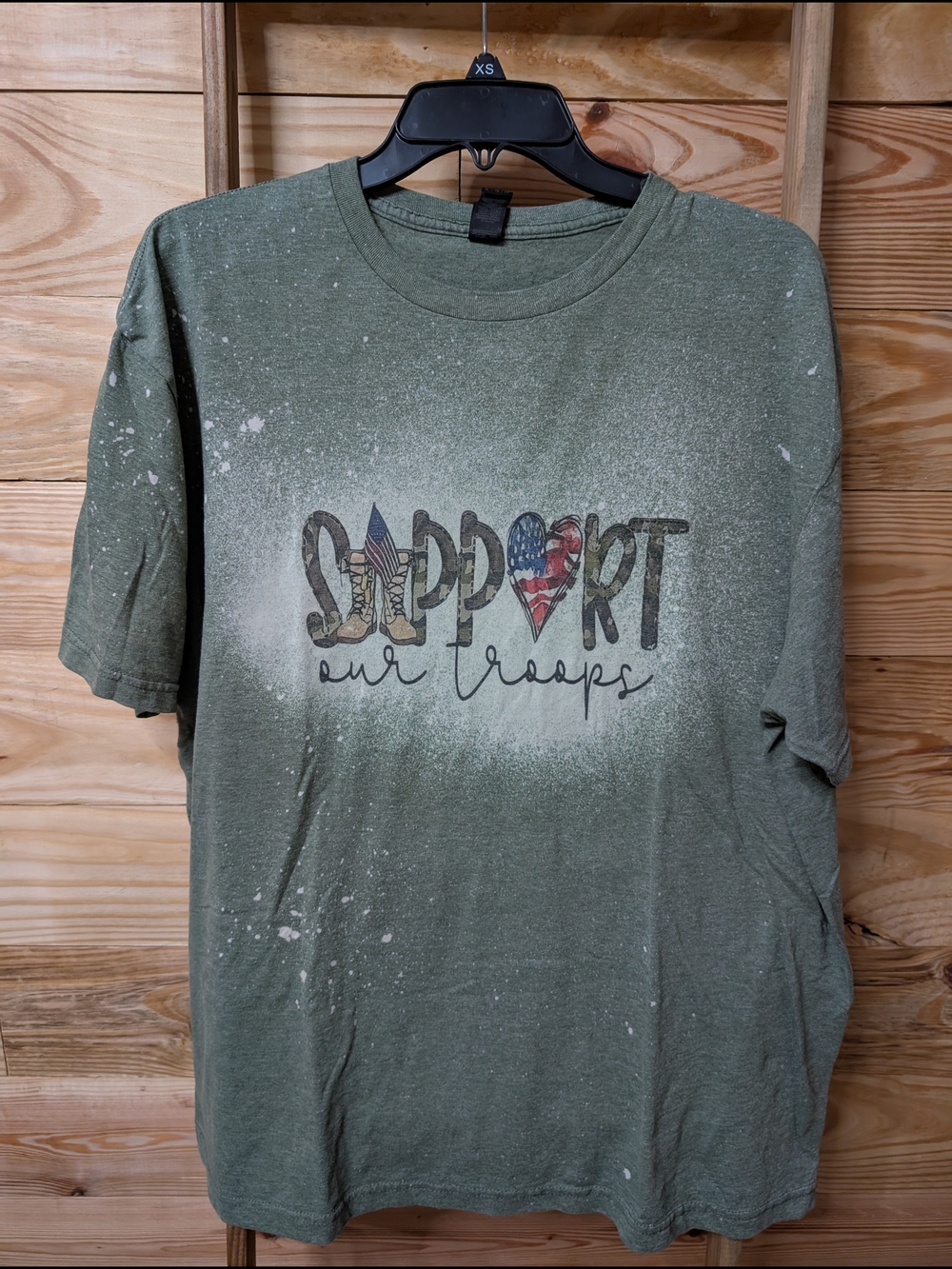 Support Our Troops Graphic Tee - Olive Green Sublimation XL